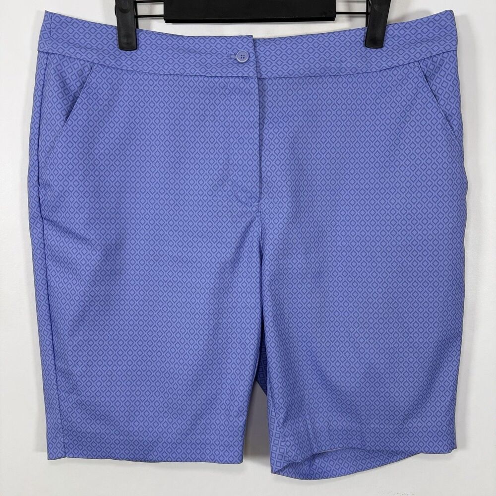 Greg Norman Golf Performance Shorts Womens Size 12 Purple Diamonds AOP 34x9